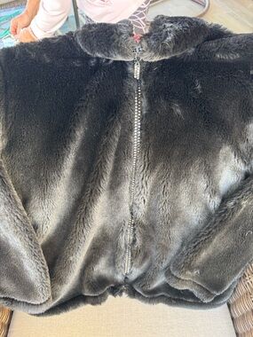 Plush Black Teddy Jacket with Zip